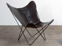 Original Deep Brown Leather Hardoy Butterfly Chair, Issued by Knoll, 1950s