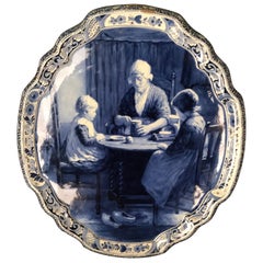 Vintage Original Delft Picture Plate Porcelain Blue Hand Painting