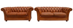 Original Delta Chesterfield 3+2 Settee in Cognac Cowhide