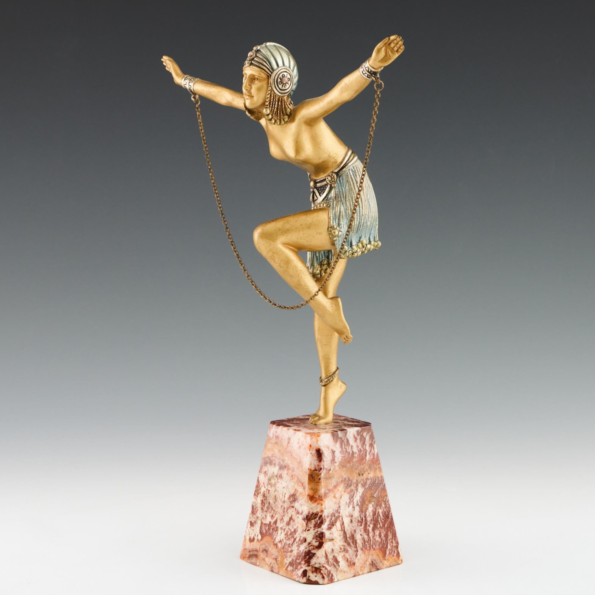 Demetre Chiparus, Art déco-Figur aus kalt bemalter Bronze, Demetre (Französisch) im Angebot