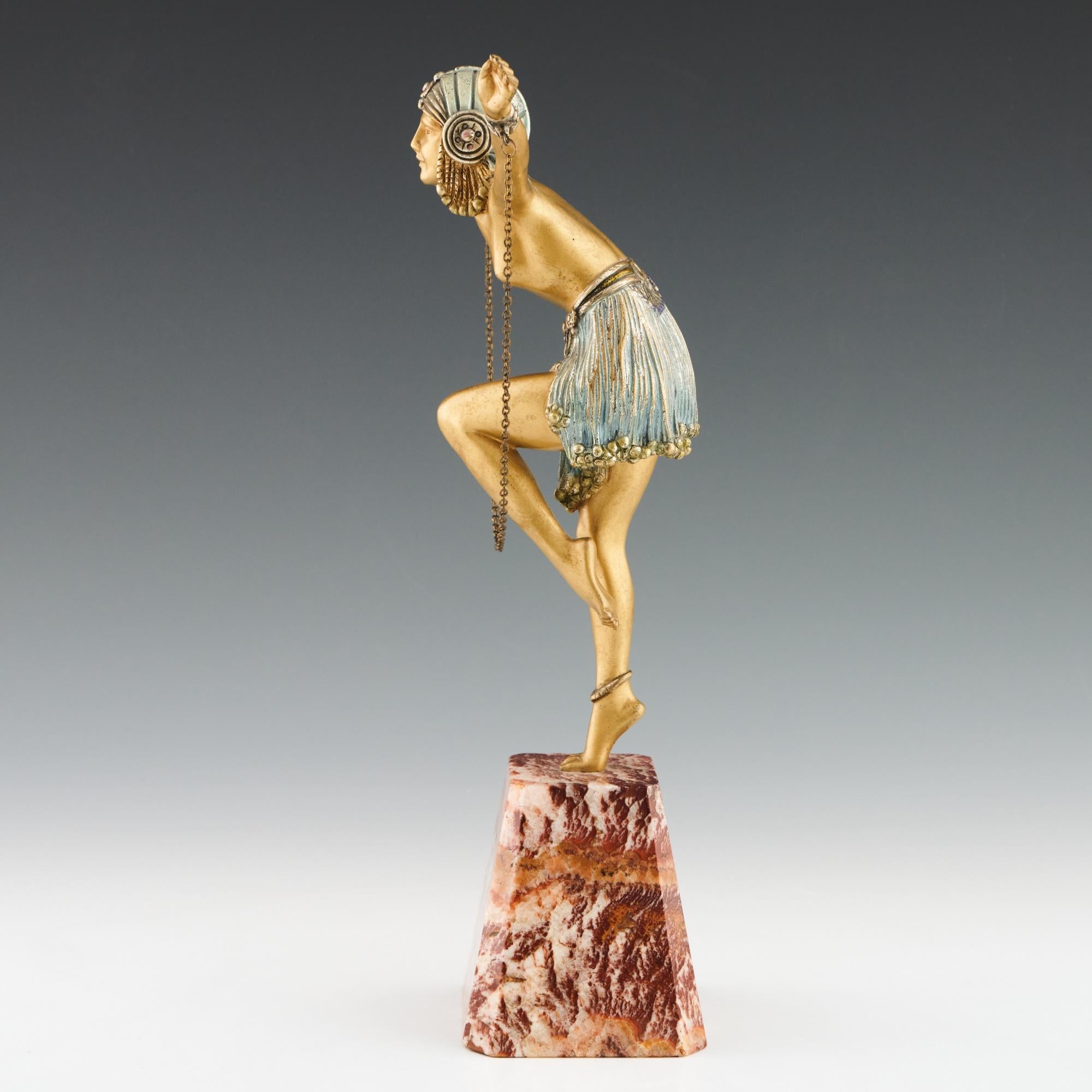 French Original Demetre Chiparus Art Deco Cold Painted Bronze Figure For Sale