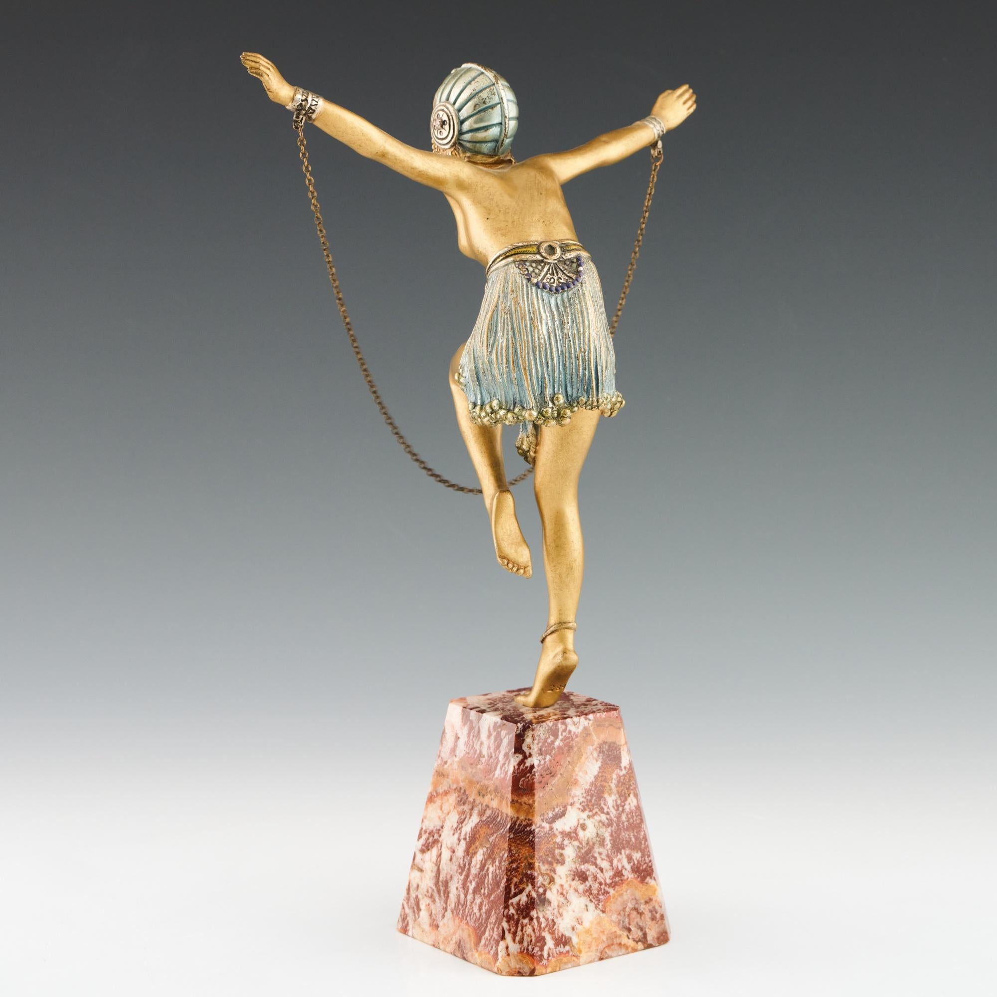 Demetre Chiparus, Art déco-Figur aus kalt bemalter Bronze, Demetre (Frühes 20. Jahrhundert) im Angebot