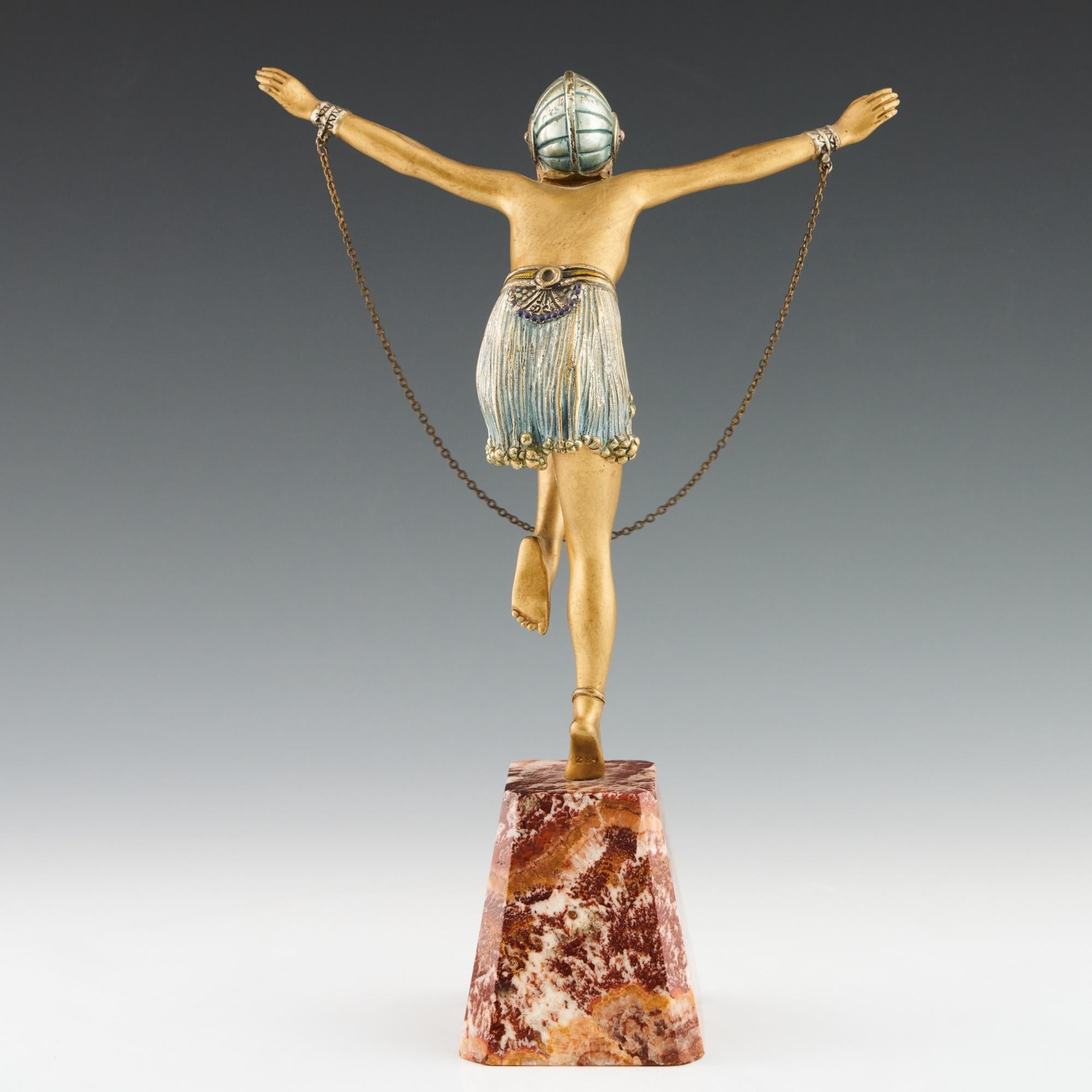 Demetre Chiparus, Art déco-Figur aus kalt bemalter Bronze, Demetre im Angebot 1