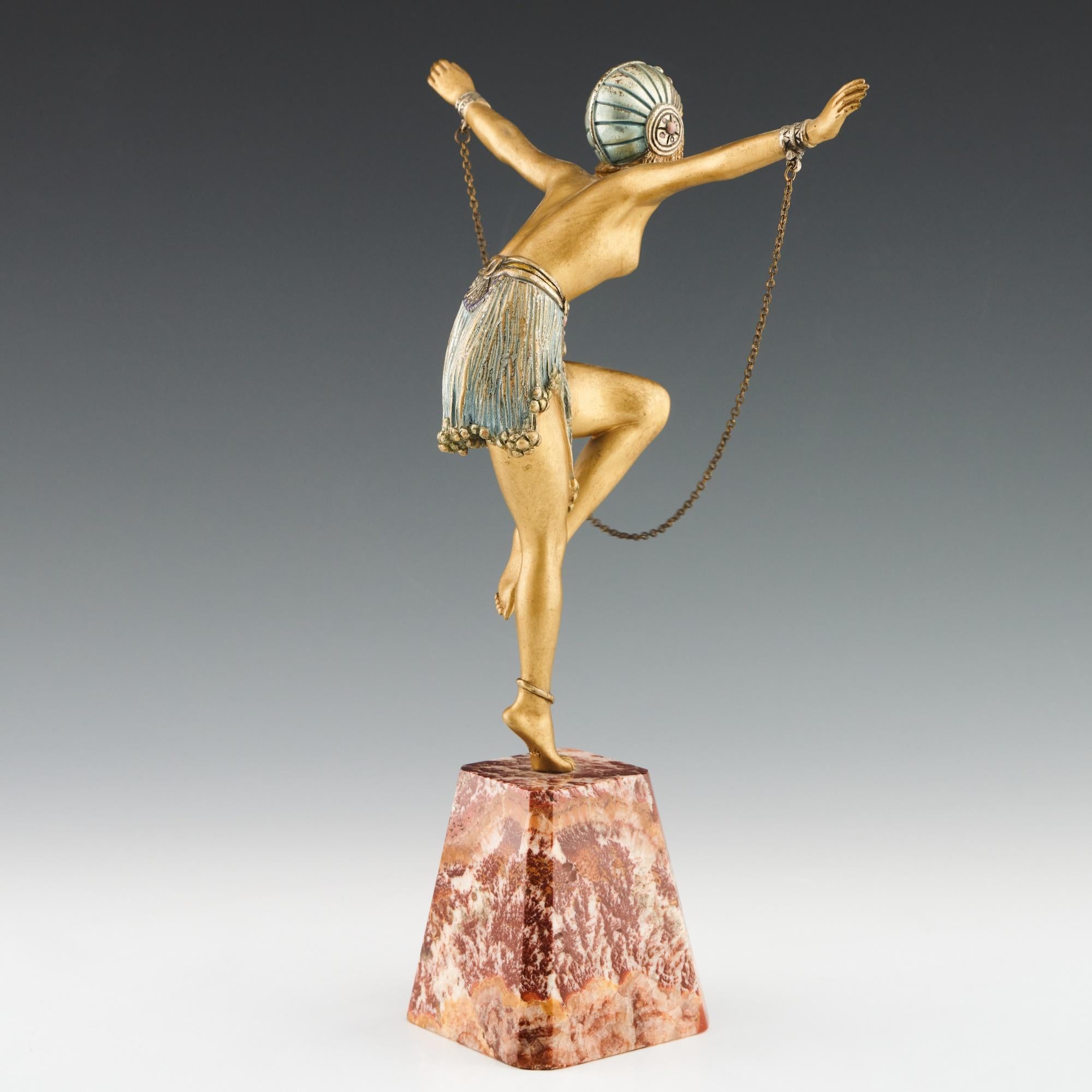 Original Demetre Chiparus Art Deco Cold Painted Bronze Figure For Sale 1