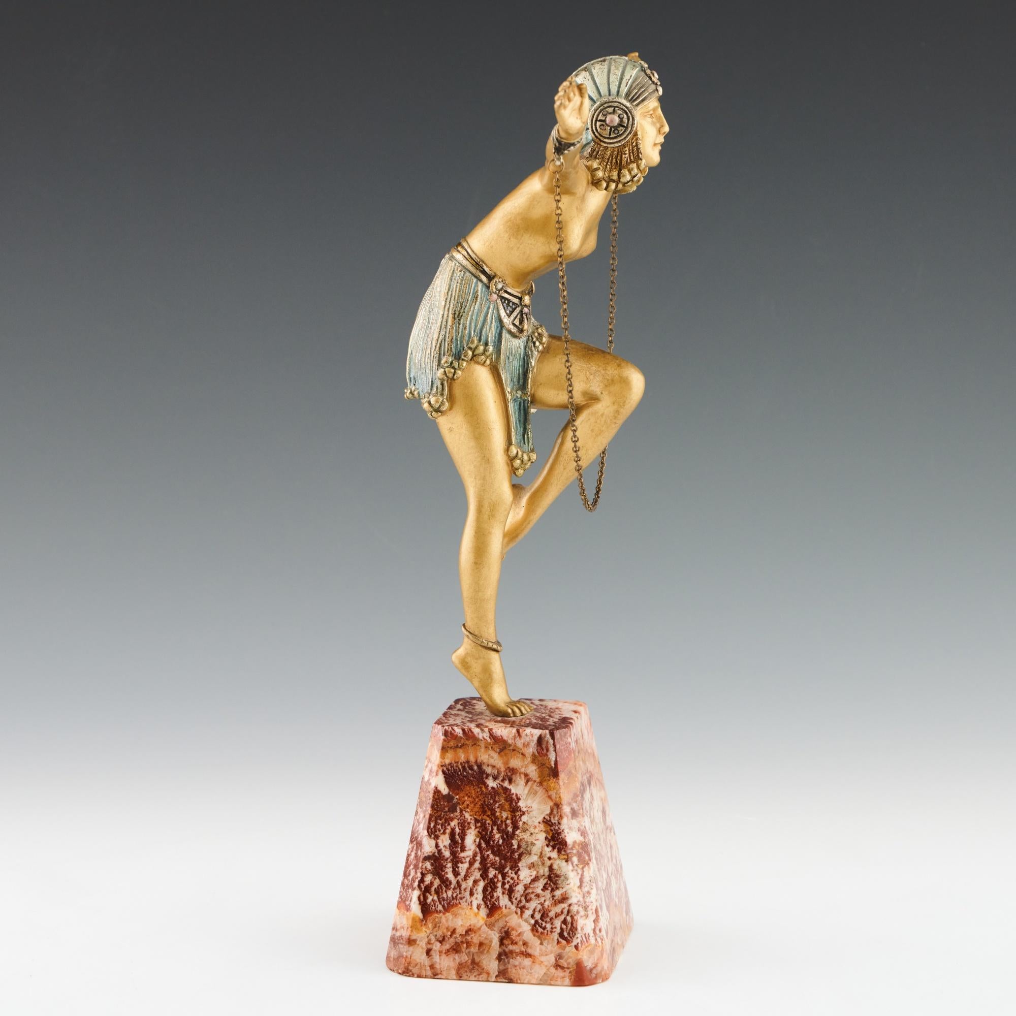 Demetre Chiparus, Art déco-Figur aus kalt bemalter Bronze, Demetre im Angebot 3