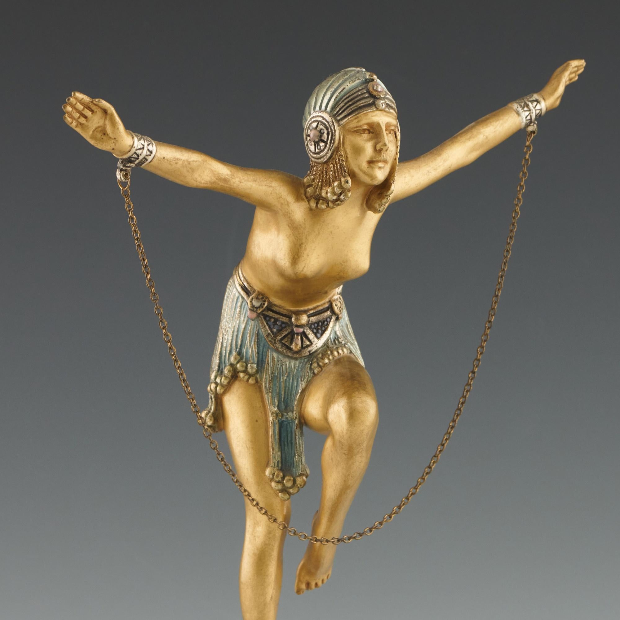 Demetre Chiparus, Art déco-Figur aus kalt bemalter Bronze, Demetre im Angebot 4