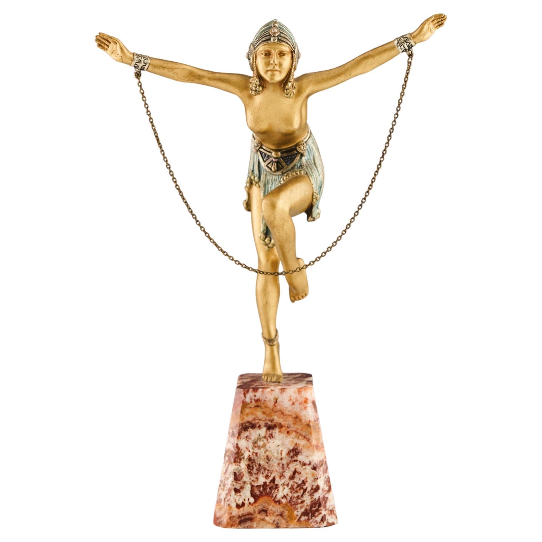 Demetre Chiparus, Art déco-Figur aus kalt bemalter Bronze, Demetre