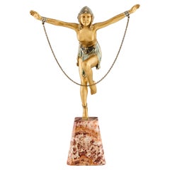 Figura originale in bronzo dipinta a freddo di Demetre Chiparus Art Deco