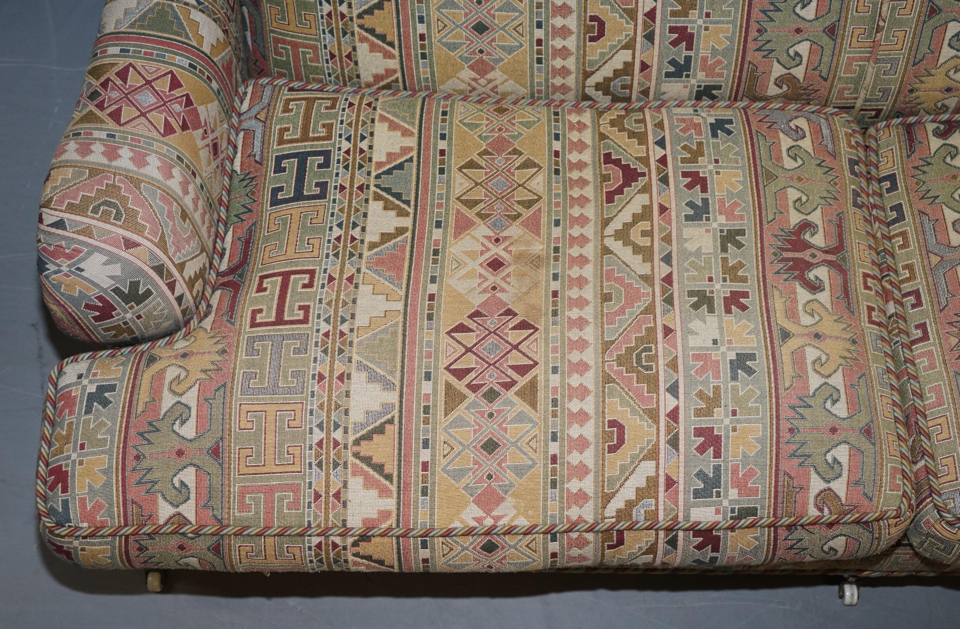 Victorian Original Derwent Made in England Howard Model Kilim Style Three-Seat Sofa
