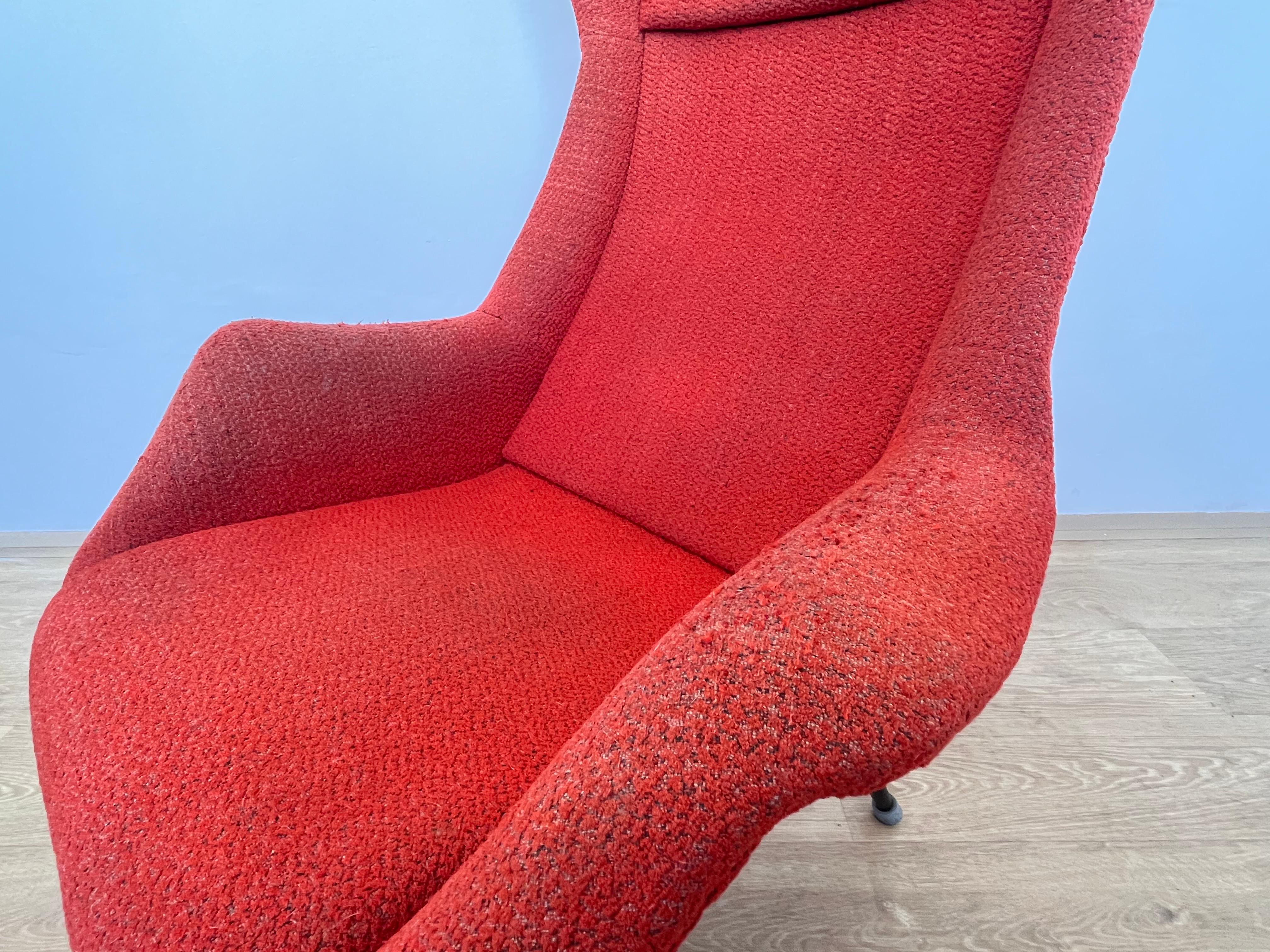 Fabric Original Design Fiberglass Wing Chair by Miroslav Navratil, 1970s For Sale