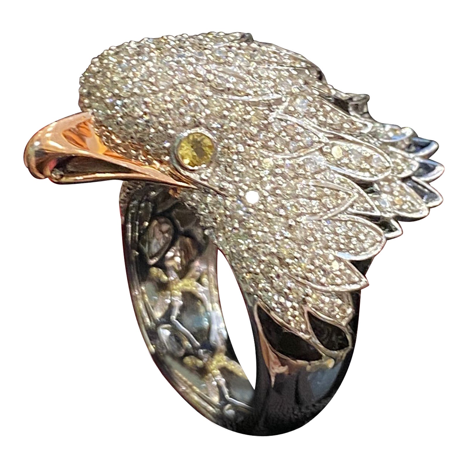 Design originale in Ct 3, 71 di diamanti su anello con animale in vendita