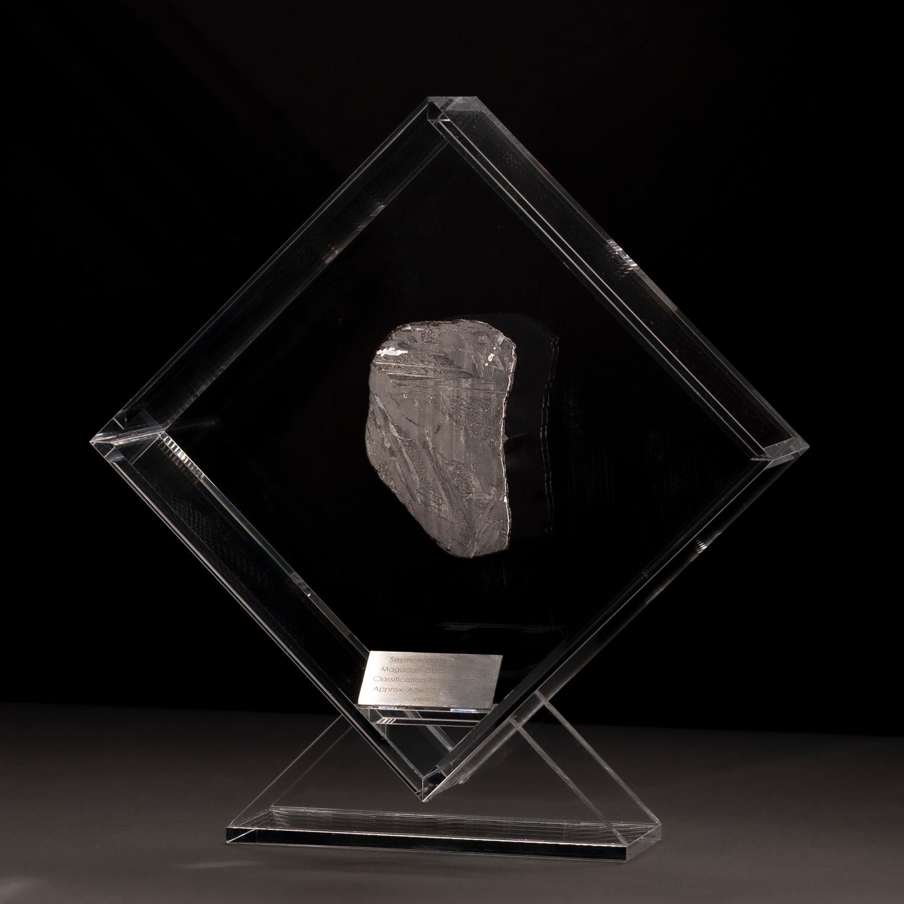 Organic Modern Original Design, Seymchan Meteorite in a Acrylic Display