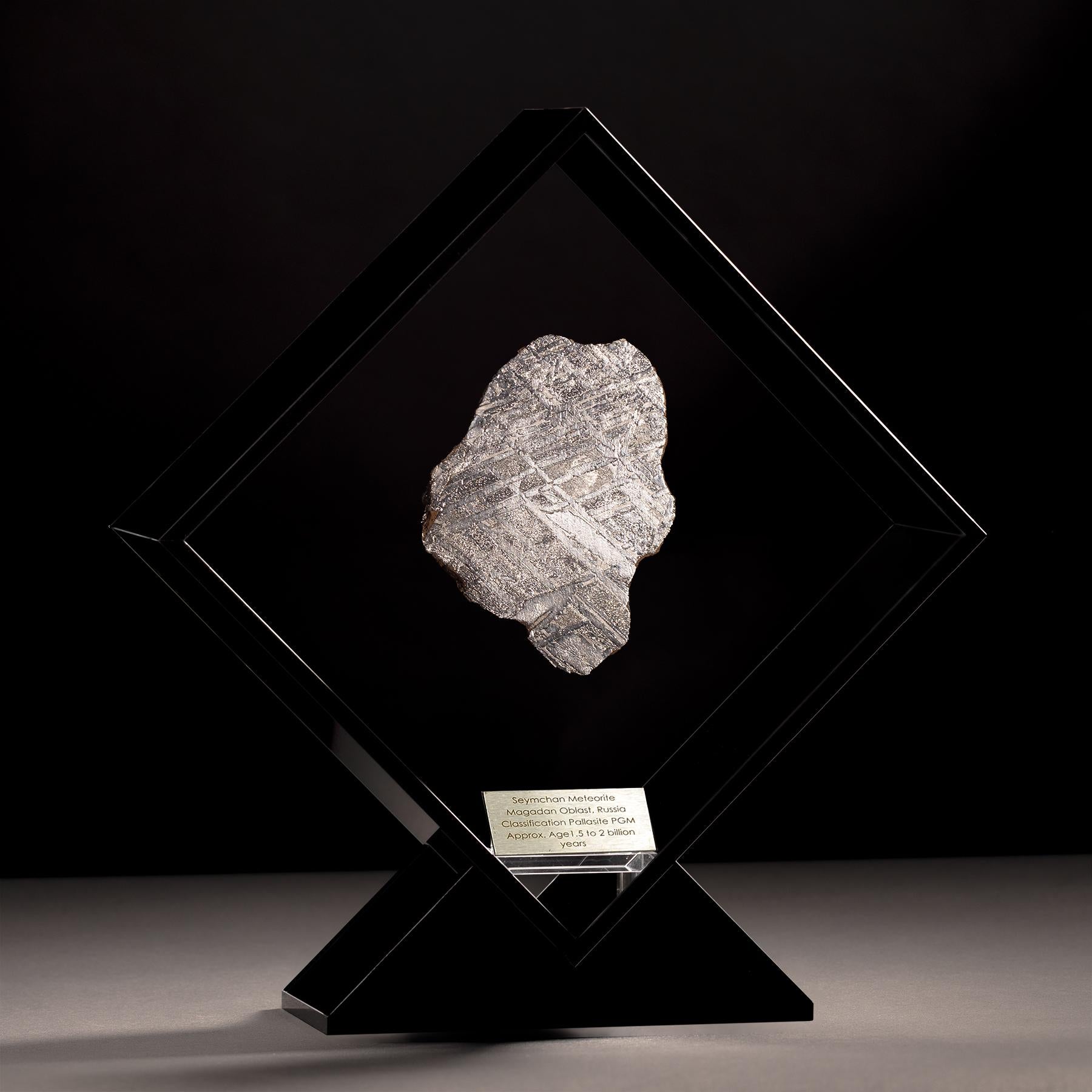 Mexican Original Design, Seymchan Meteorite in a Black Acrylic Display