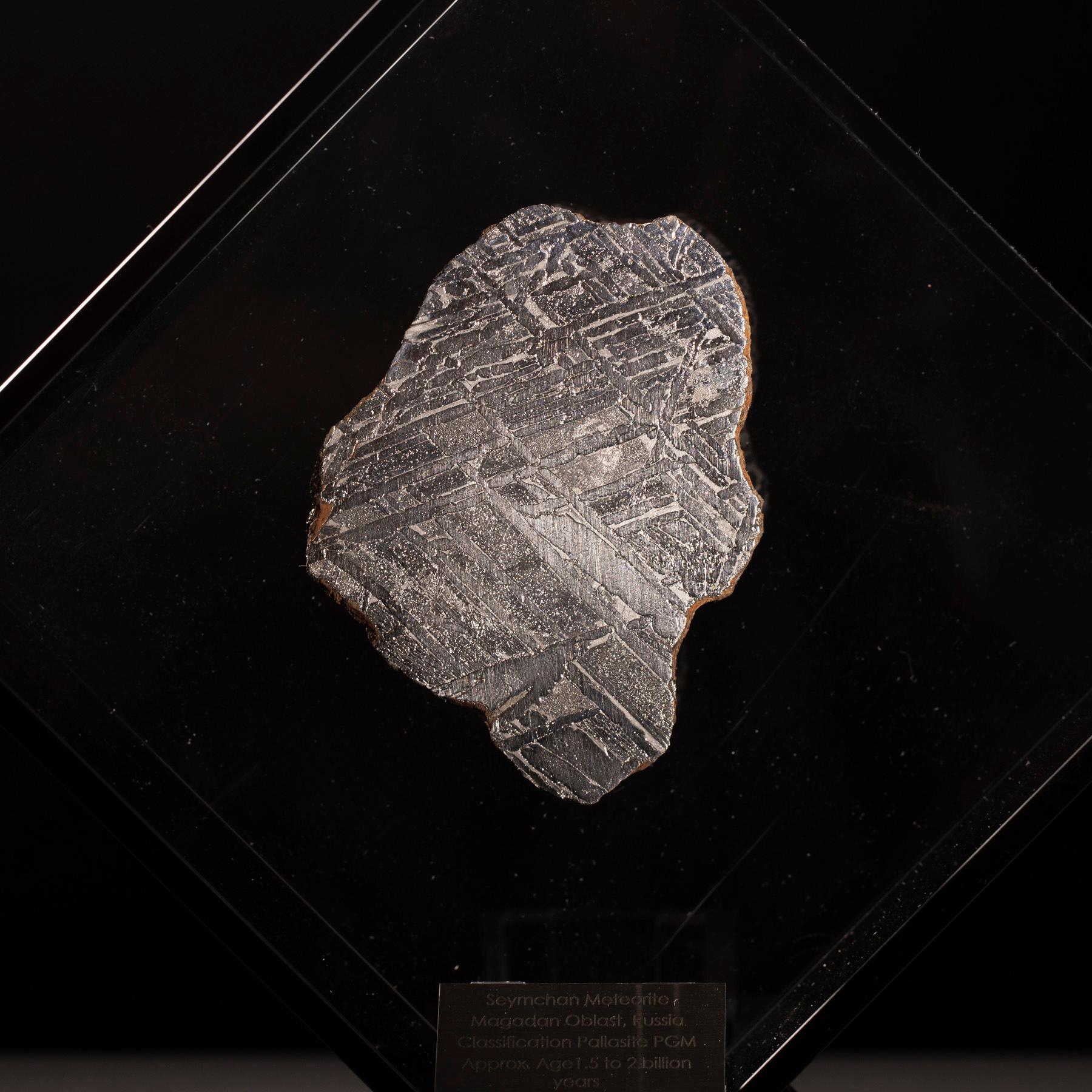 Contemporary Original Design, Seymchan Meteorite in a Black Acrylic Display