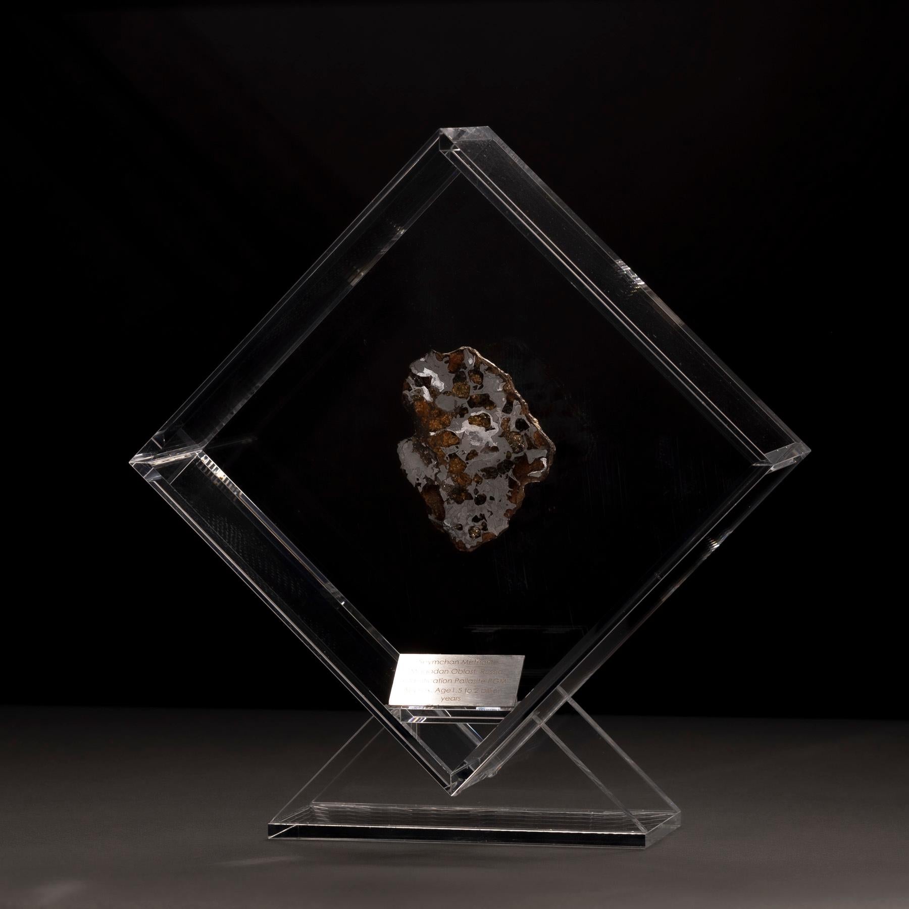 Organic Modern Original Design, Seymchan with Olivine Meteorite in a Acrylic Display