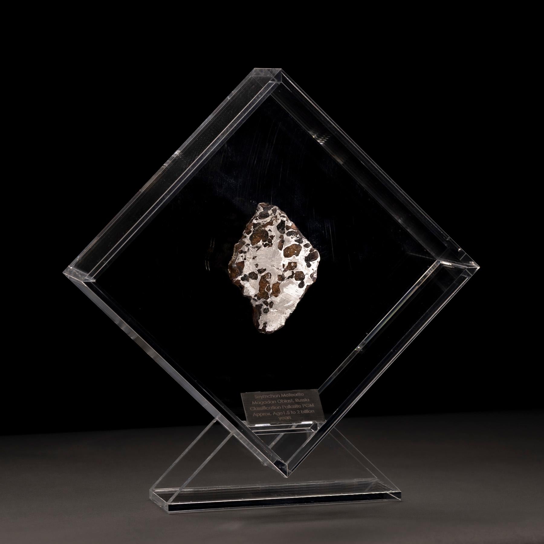 Organic Modern Original Design, Seymchan with Olivine Meteorite in a Acrylic Display For Sale