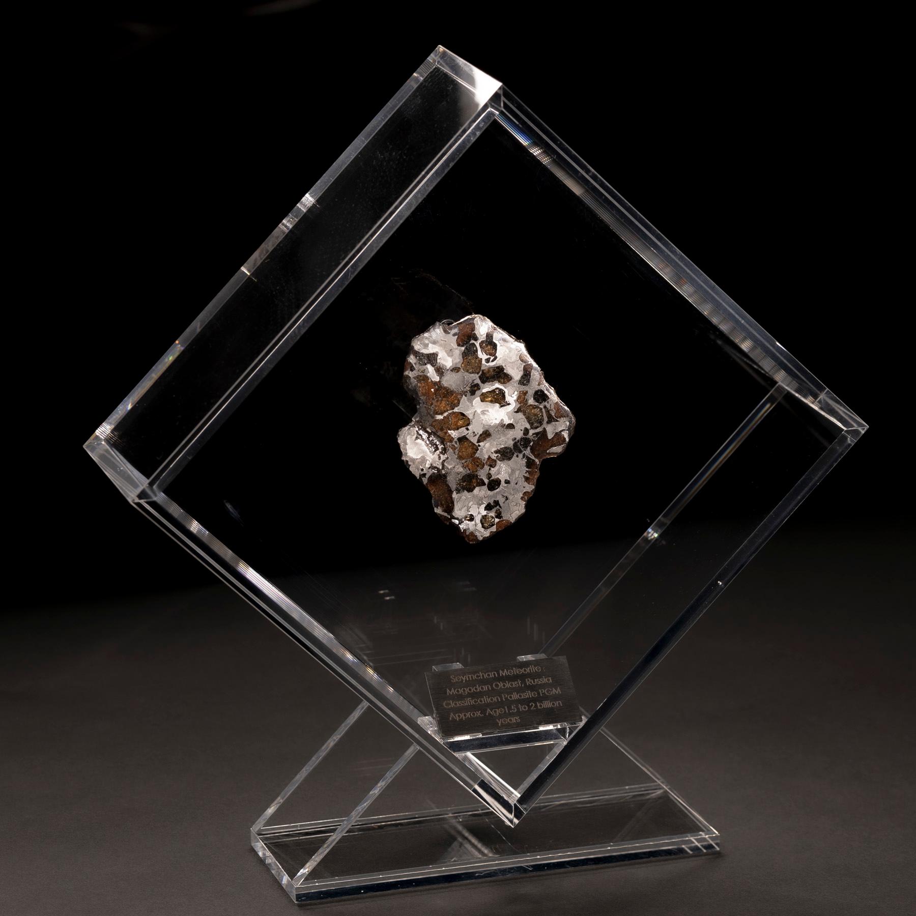 Original Design, Seymchan with Olivine Meteorite in a Acrylic Display 1