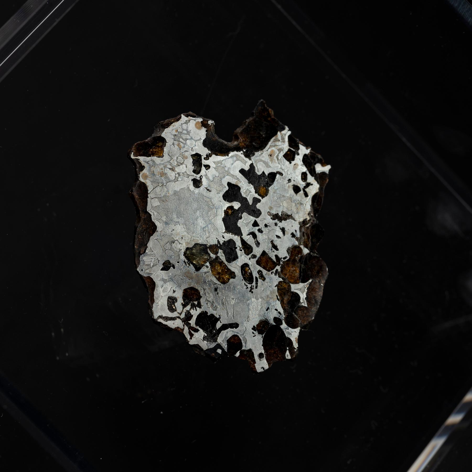 Original Design, Seymchan with Olivine Meteorite in a Acrylic Display For Sale 1