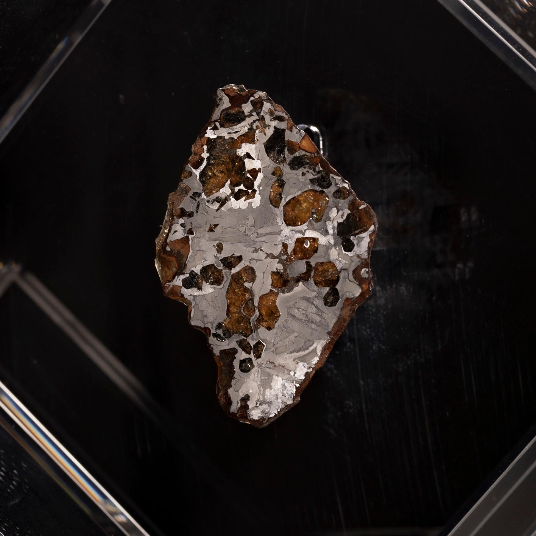 Original Design, Seymchan with Olivine Meteorite in a Acrylic Display For Sale 2