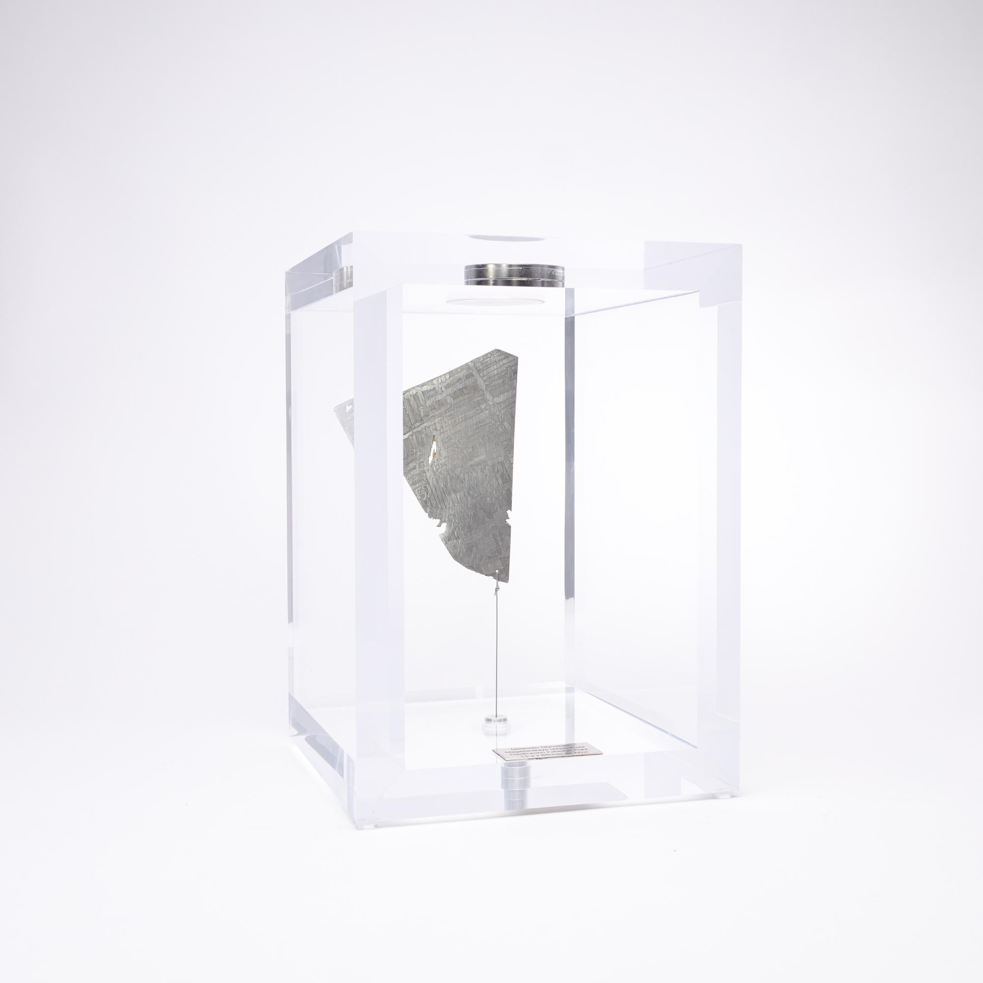 Organic Modern Original Design, Space Box, Russian Seymchan Meteorite in Acrylic Box