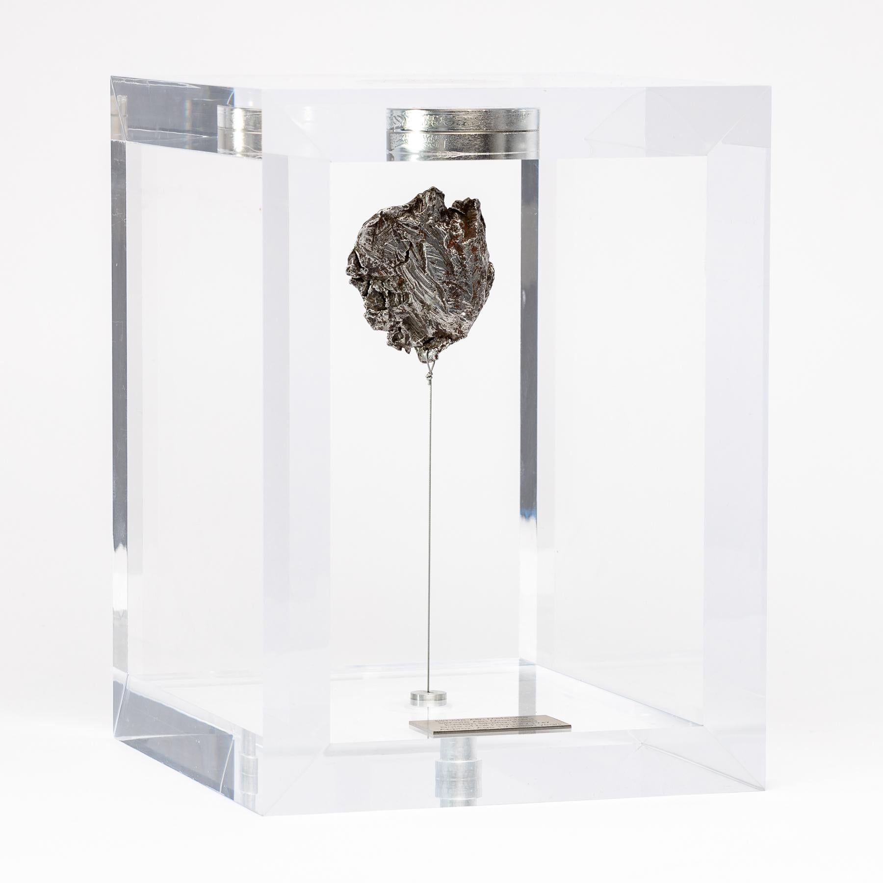 Organic Modern Original Design, Space Box, Russian Sikhote Alin Meteorite in Acrylic Box