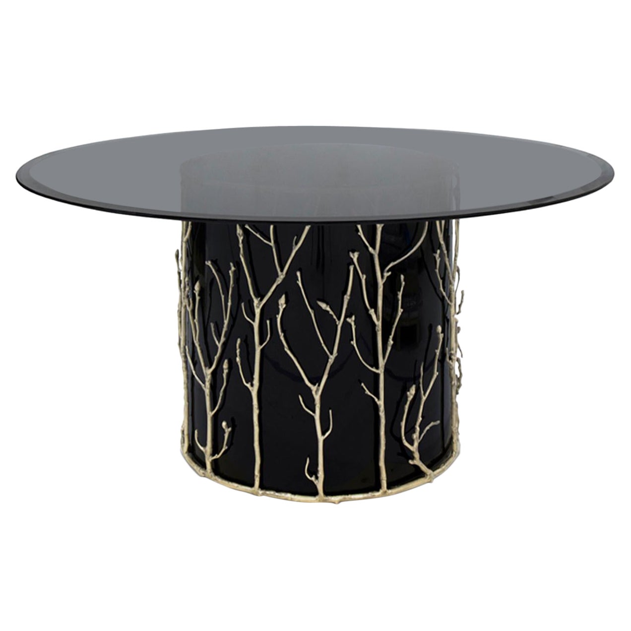 Original Mesa de Comedor de Latón y Cristal "Branche" en venta