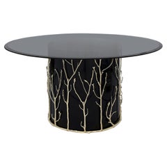 Original Mesa de Comedor de Latón y Cristal "Branche"
