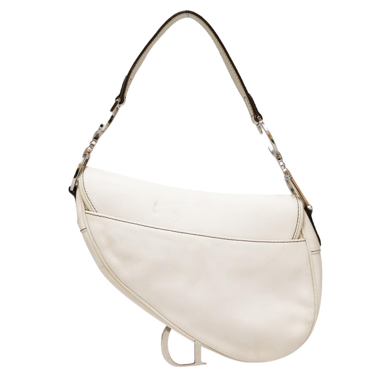 Original Dior White Saddle Bag Pour femmes en vente