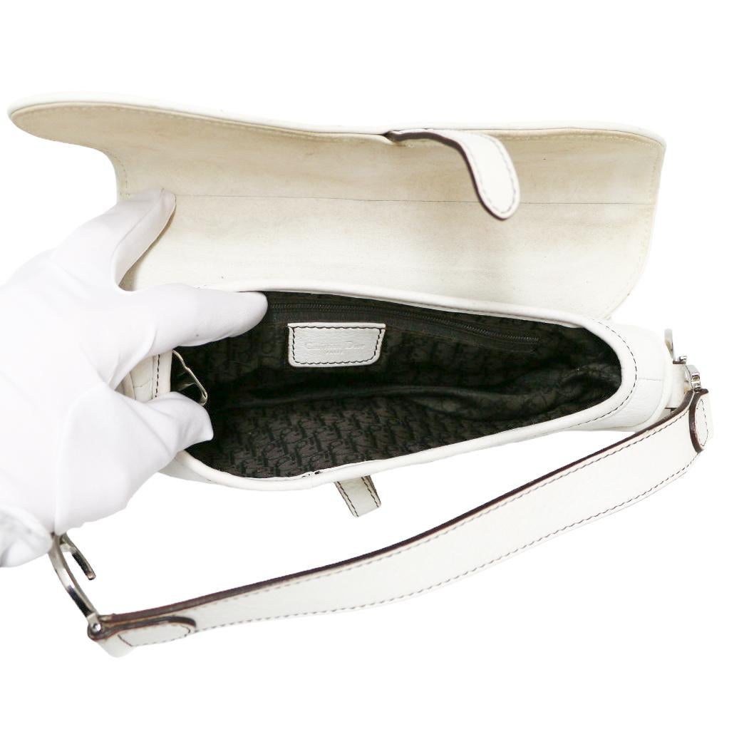 Original Dior White Saddle Bag For Sale 4