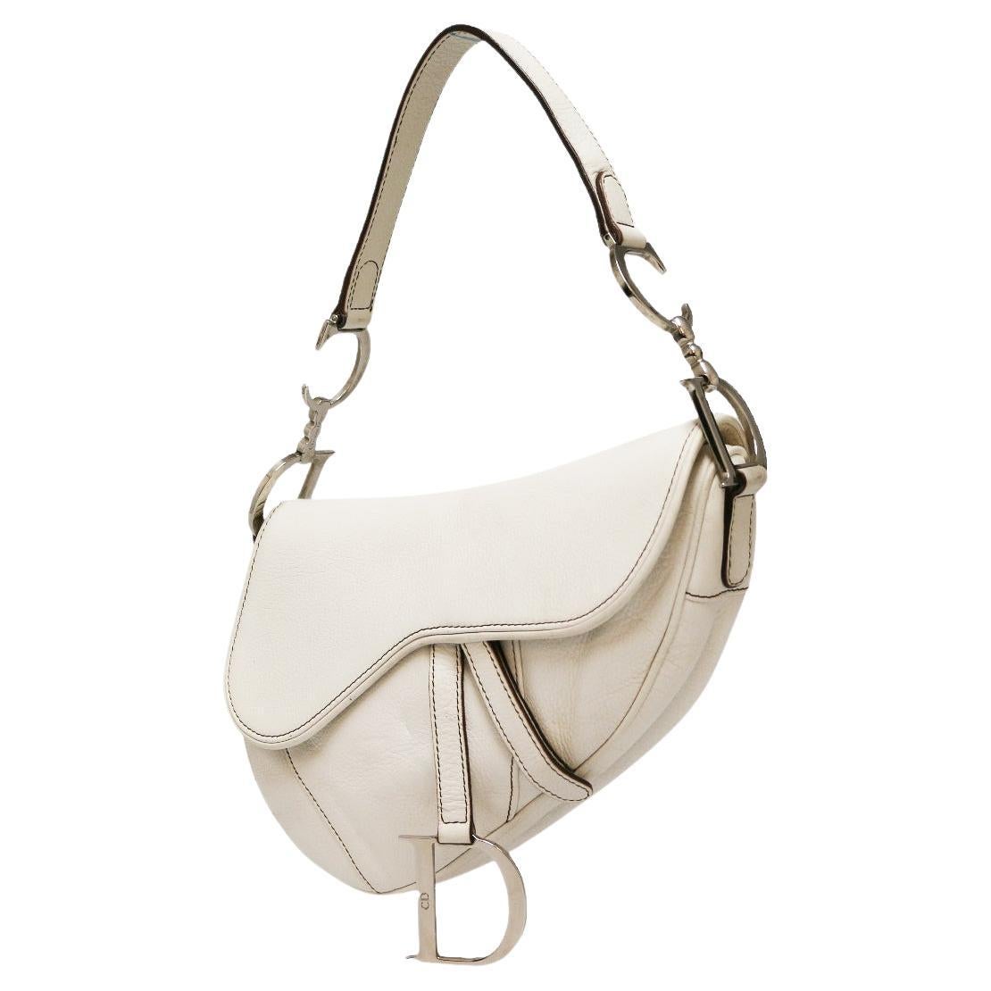 Original Dior White Saddle Bag For Sale