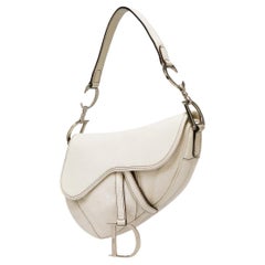 Used Original Dior White Saddle Bag