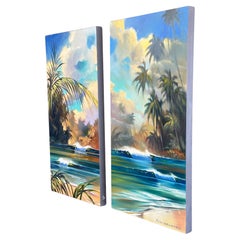 Original Diptych Oil on Board "Upward Dream" Paintings by Wade Koniakowsky