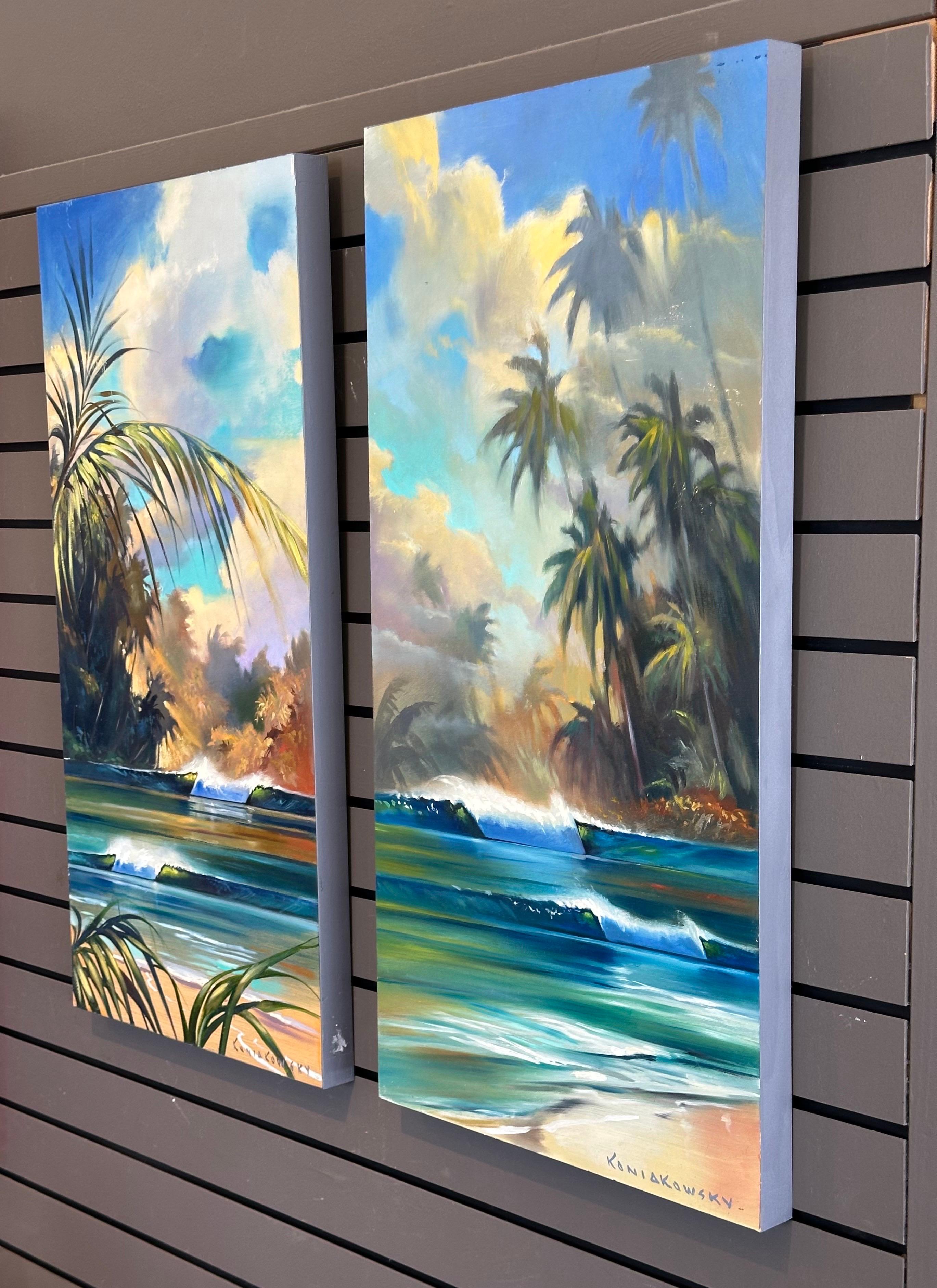 Original Diptychon Öl auf Karton „Upward Dream“ Gemälde von Wade Koniakowsky, Original im Zustand „Gut“ im Angebot in San Diego, CA