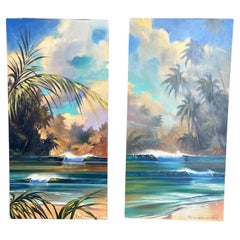 Original Diptych Oil on Board "Upward Dream" Paintings by Wade Koniakowsky