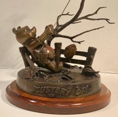 Original Disney Winnie the Pooh Bronze Sculpture "Blustery Day" by Bill Toma
