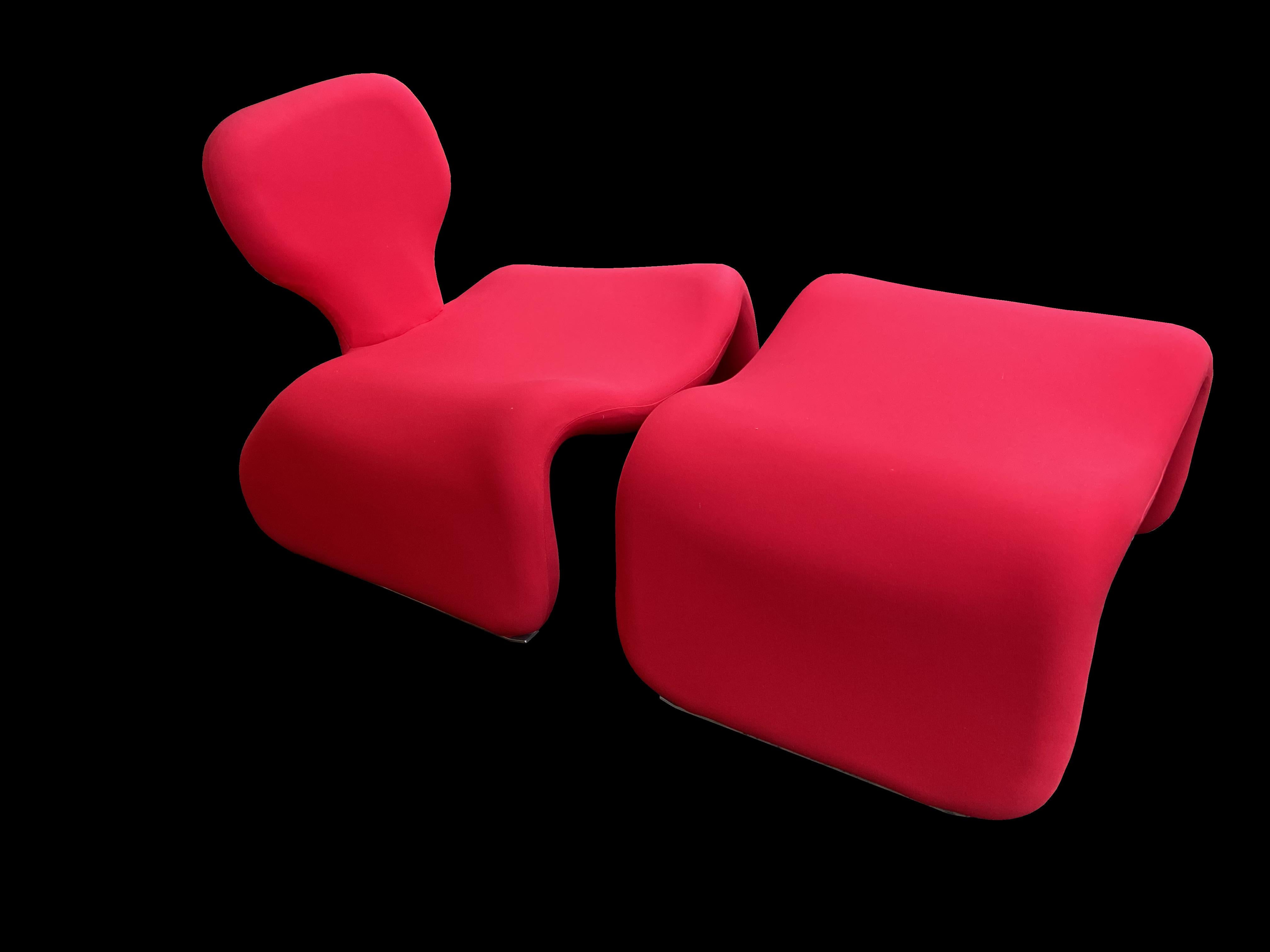 Original Djinn Chair and Ottoman by Olivier Mourgue for Airborne In Excellent Condition In Little Burstead, Essex