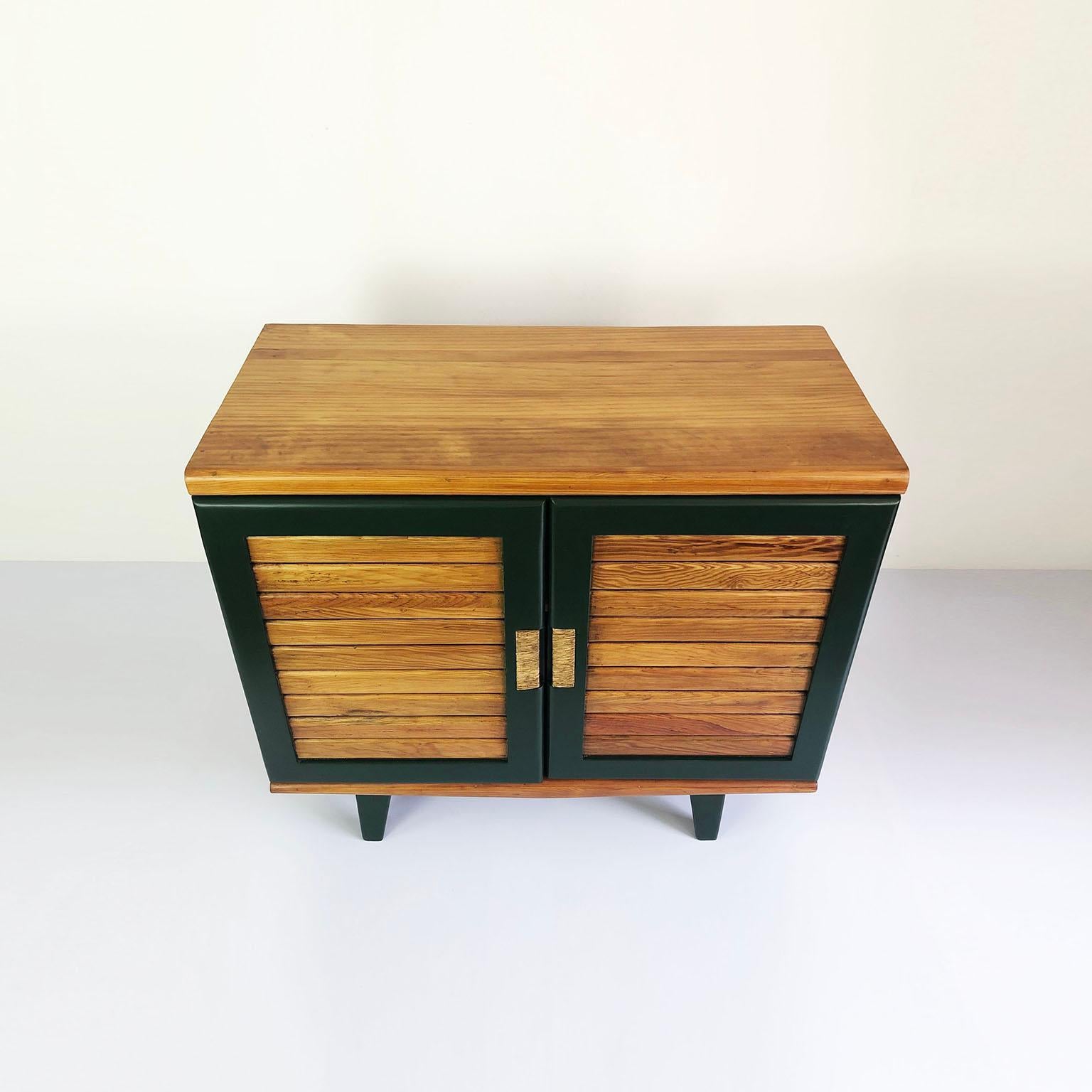 We offer this rare original Domus Credenza by Michael Van Beuren in pine wood and with the characteristic green Van Beuren color, designed by the American Bauhaus designer, Michael Van Beuren in Mexico, circa 1950, this handmade, solid pine and was