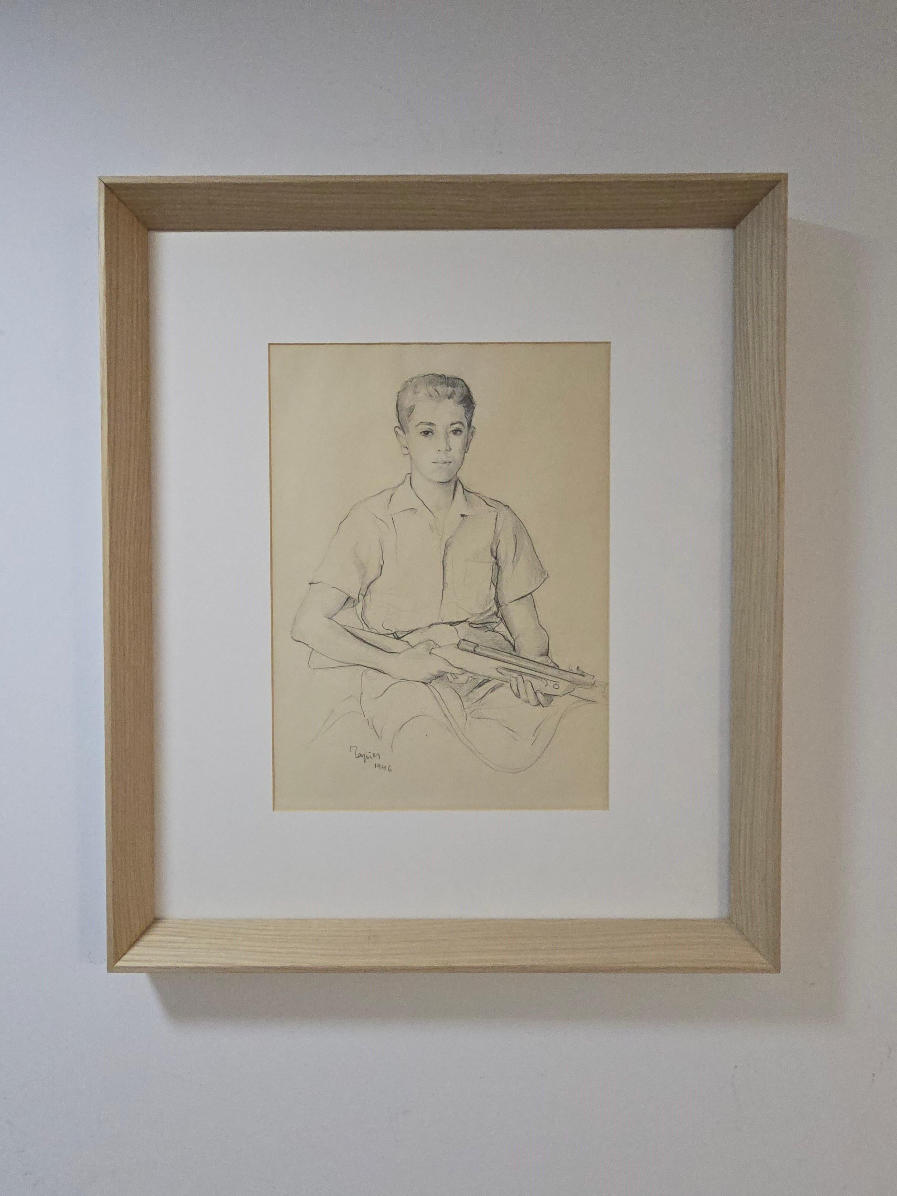 Original Drawing by Antoni Tàpies (Self-Portrait) For Sale 9