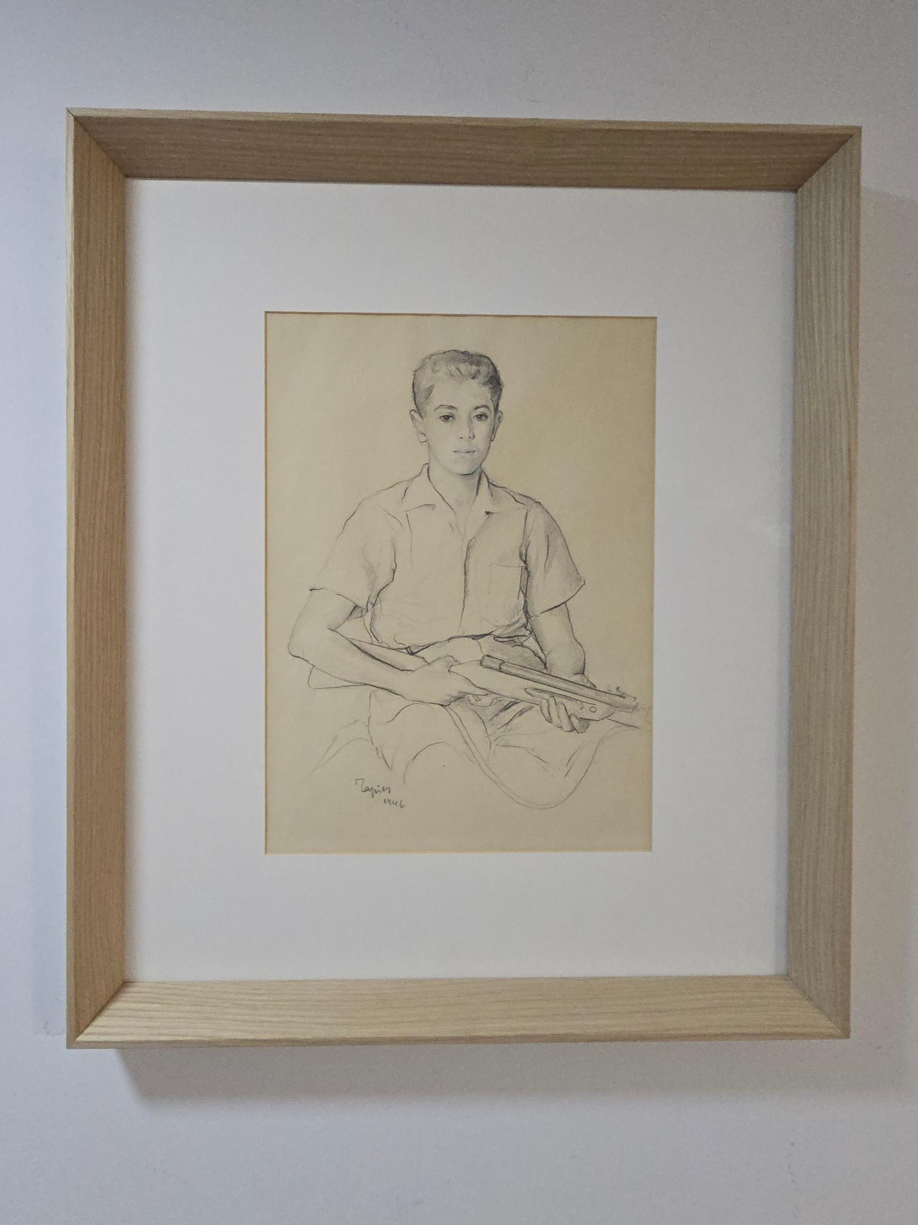 Original Drawing by Antoni Tàpies (Self-Portrait) For Sale 10
