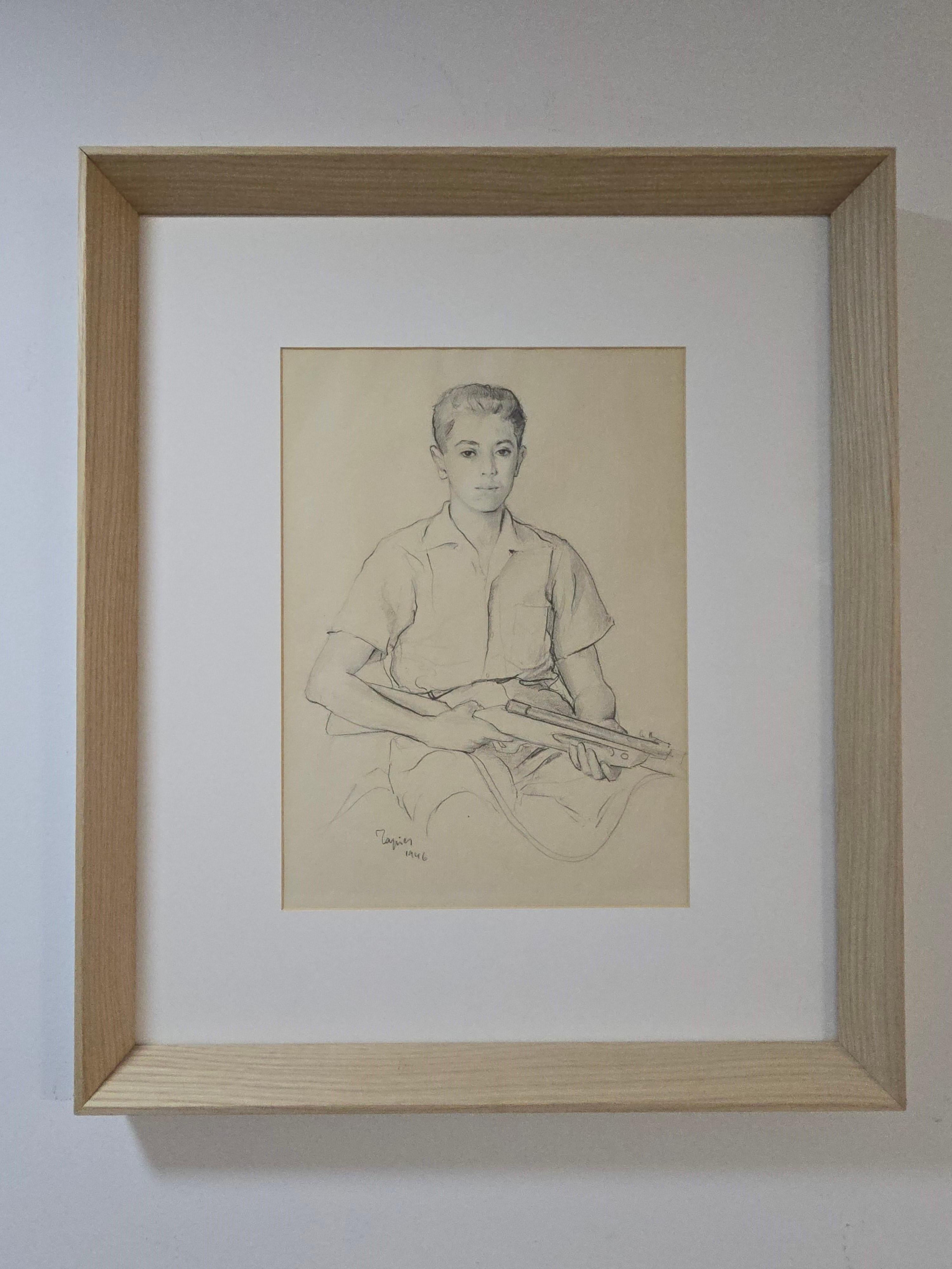 Original Drawing by Antoni Tàpies (Self-Portrait) For Sale 11