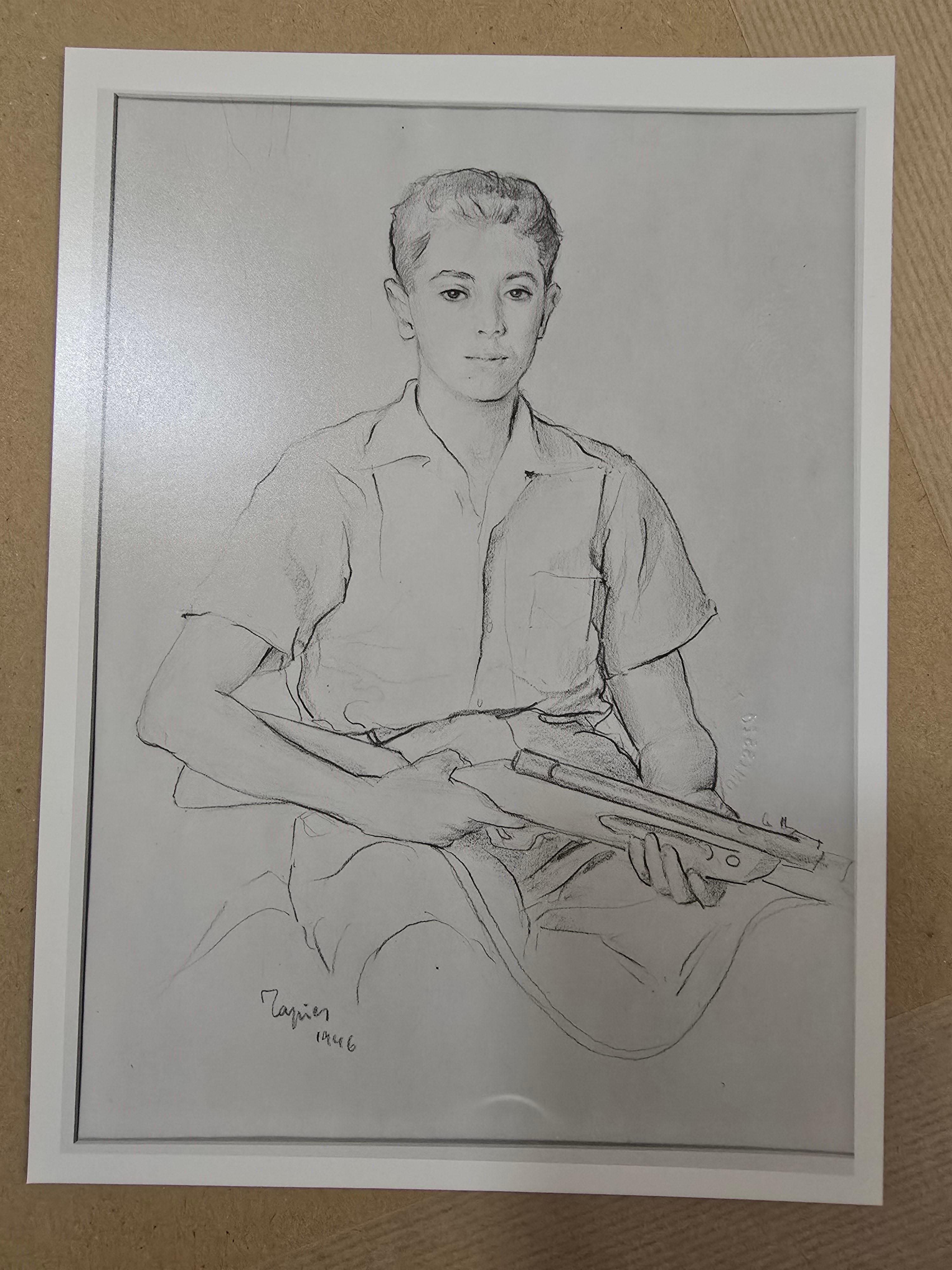Original Drawing by Antoni Tàpies (Self-Portrait) For Sale 2