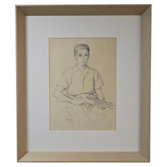 Dibujo original de Antoni Tàpies (Autorretrato)