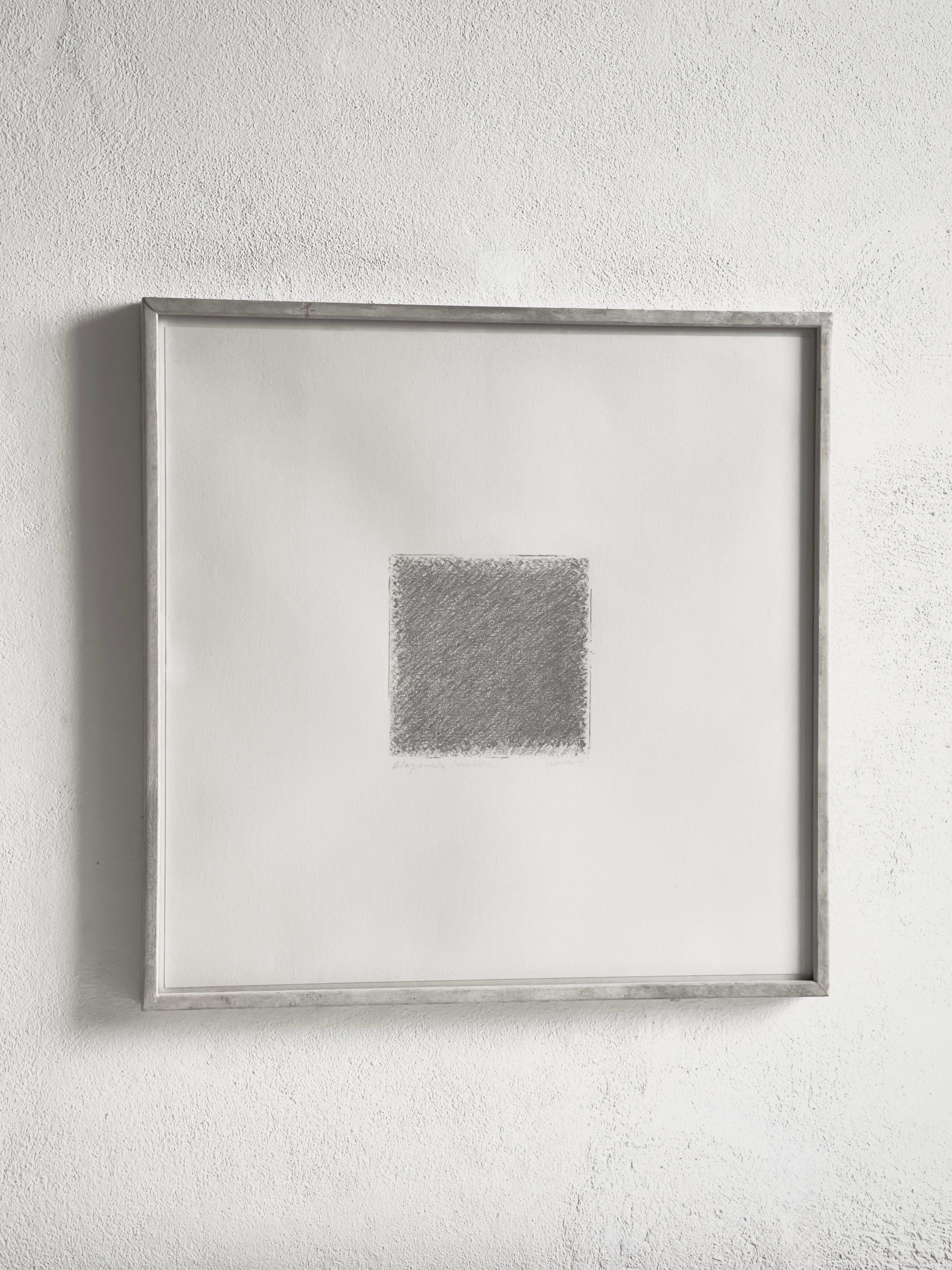 Paper Original Drawing by Günther Uecker “Diagonale Struktur” Sign Uecker 74 For Sale