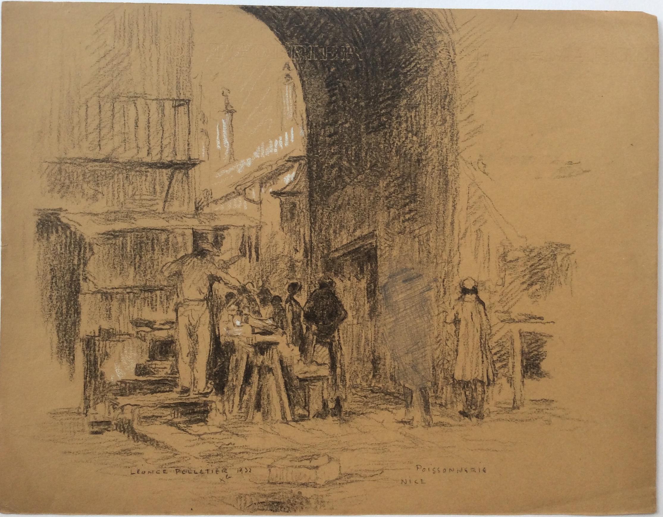 French Original Drawing by Leonce Pelletier Dated 1932 For Sale