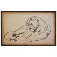 Original Drawing of a Panther by Paul Jouve, France, Art Deco, circa 1925