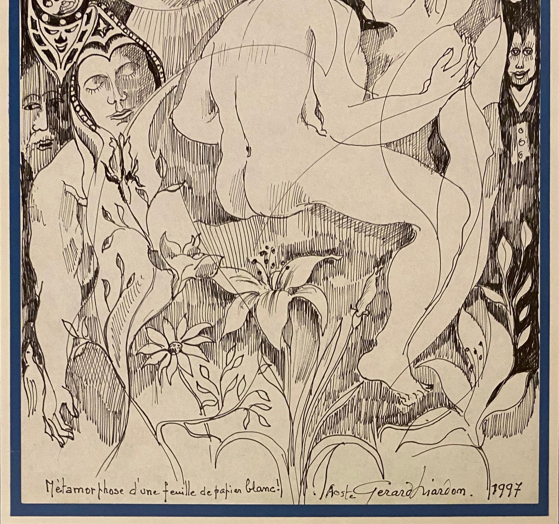 Mid-Century Modern Original Drawing of Nude Men Embracing by Gerard Mardon  For Sale