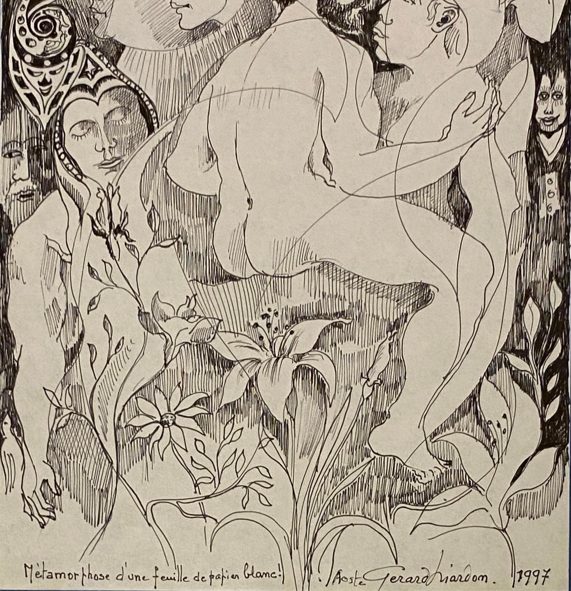 Original Drawing of Nude Men Embracing by Gerard Mardon  In Good Condition For Sale In Miami, FL