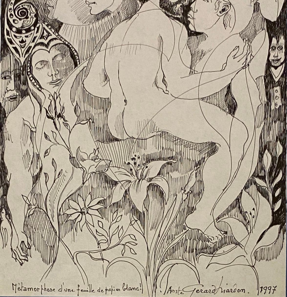 Original Drawing of Nude Men Embracing by Gerard Mardon In Good Condition For Sale In Miami, FL