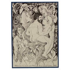 Original Drawing of Nude Men Embracing by Gerard Mardon 