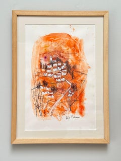 Original-Zeichnung, Ansichten der provenzalischen Drome, Alice Colonieu, Roaix um 1960